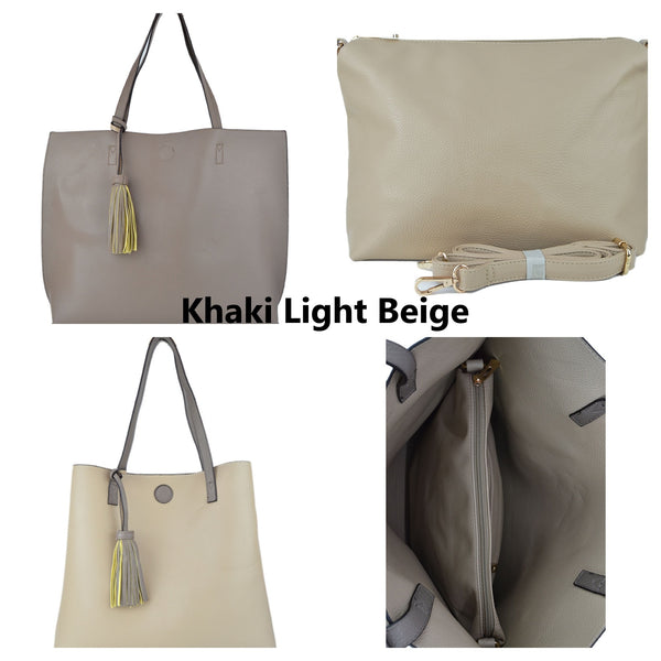 Large Reversible Tote With Detachable Pouch