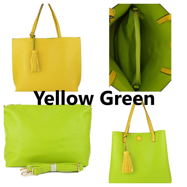 Large Reversible Tote With Detachable Pouch