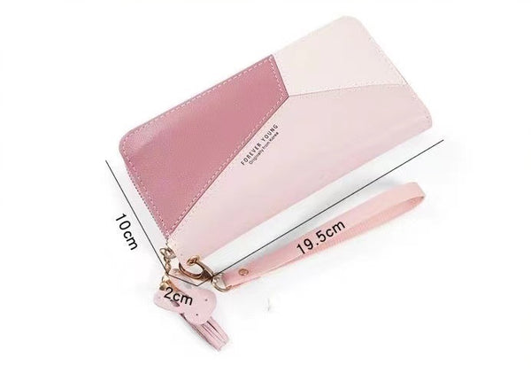 Contrasting Color Tassel Large Wallet