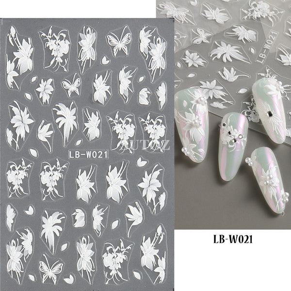 White Butterfly Nail Art Stickers