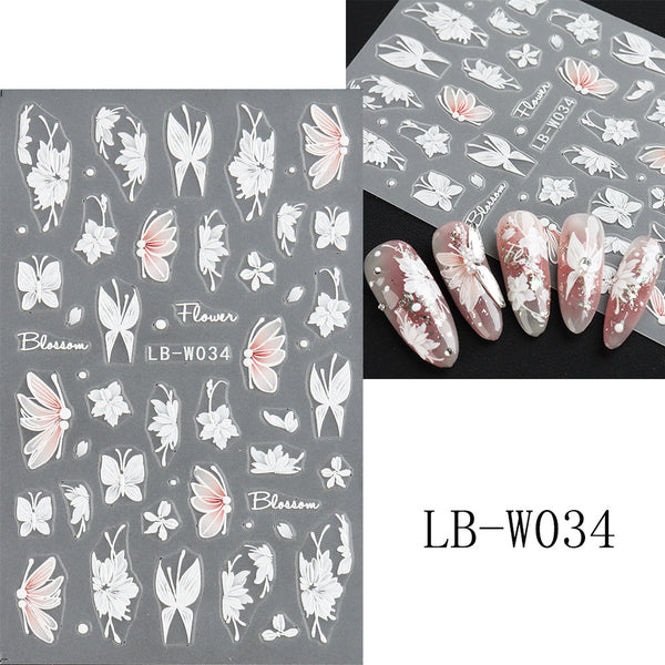 White Butterfly Nail Art Stickers