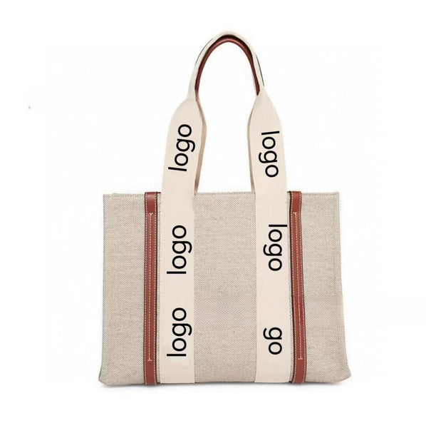 Letter Printed Canvas Shopping Handbag