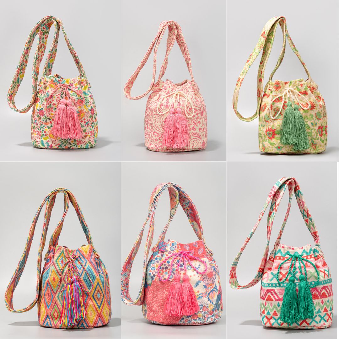 Bohemian Canvas Bucket Bag