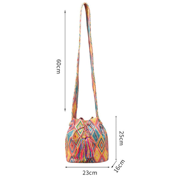 Bohemian Canvas Bucket Bag