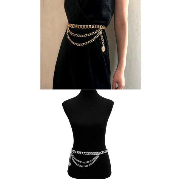 Layered Tassel Chain Belt BK00405