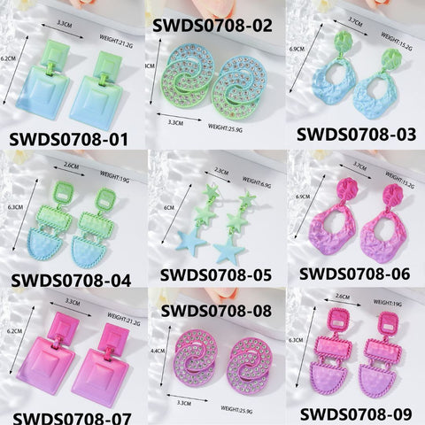 Matte Pink and Green Earrings SWDS0708