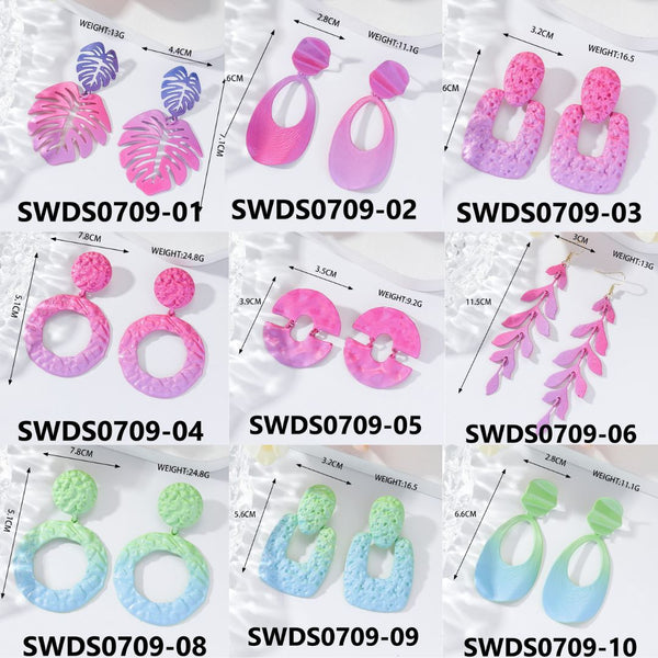 Matte Pink and Green Earrings SWDS0709