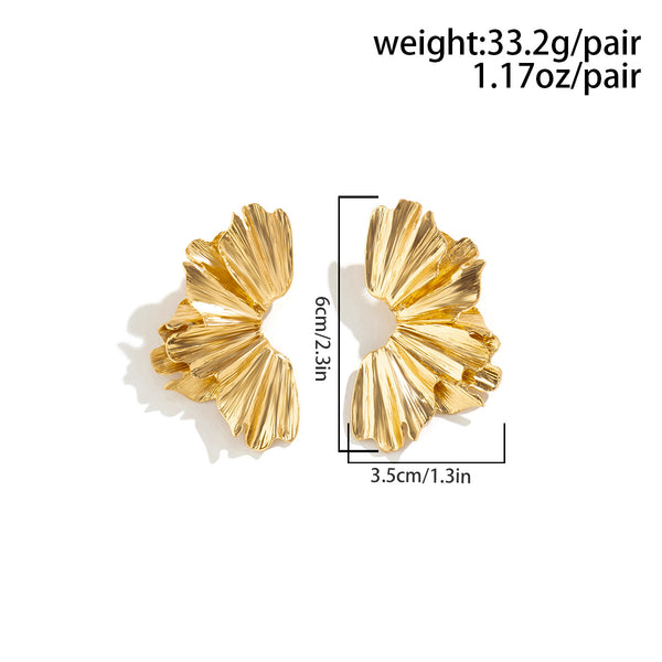 Metal Lotus Leaf Earrings 2885