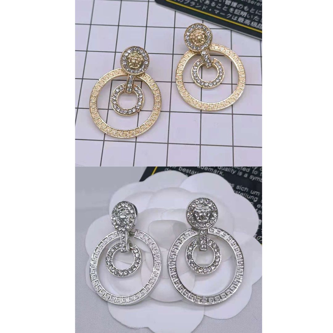 V Circle Earrings