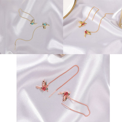 Wire Long Bird Earrings S49