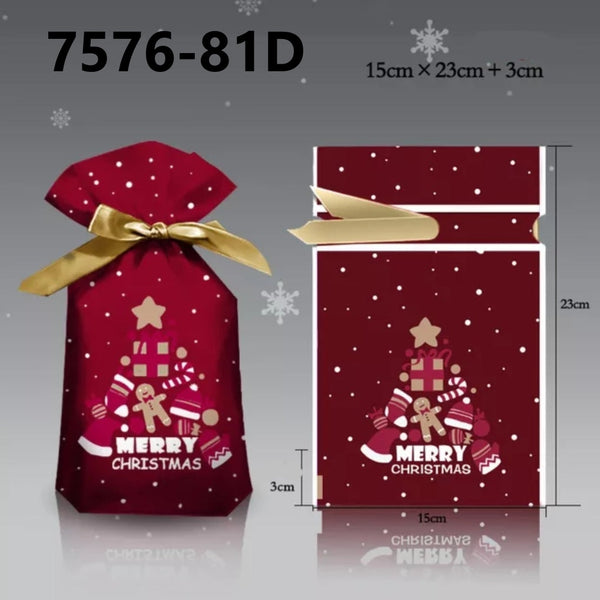 Christmas Ribbon Drawstring Candy Bag (12Pcs)