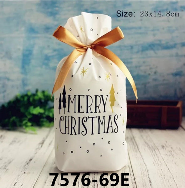 Christmas Ribbon Drawstring Candy Bag (12Pcs)