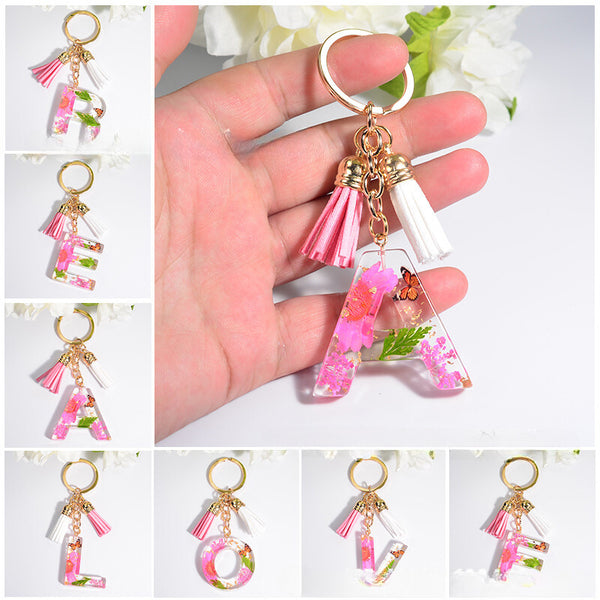 Petals Resin Initial Key Chain