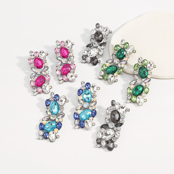 Retro Color Diamond Necklace & Earrings