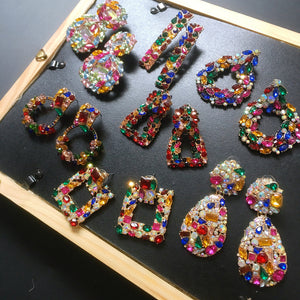 Rhinestone Alloy Colorful Earrings