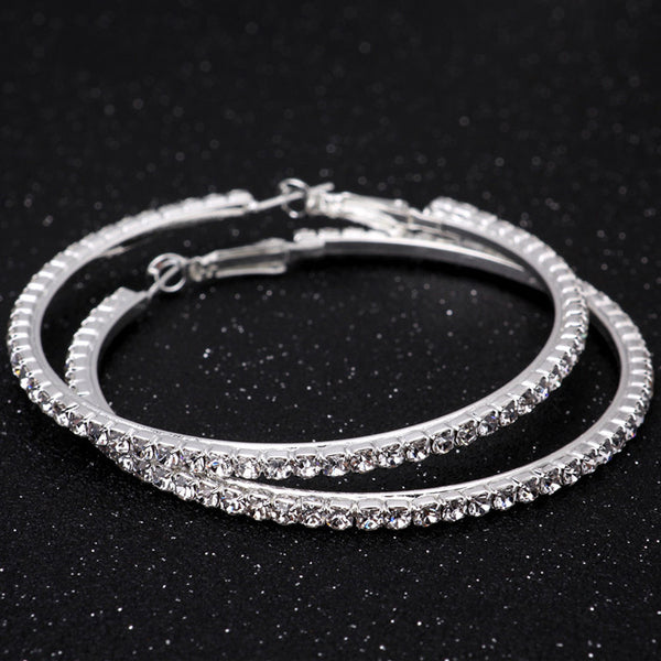 White Diamond Hoop Earrings