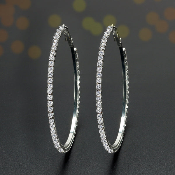 White Diamond Hoop Earrings