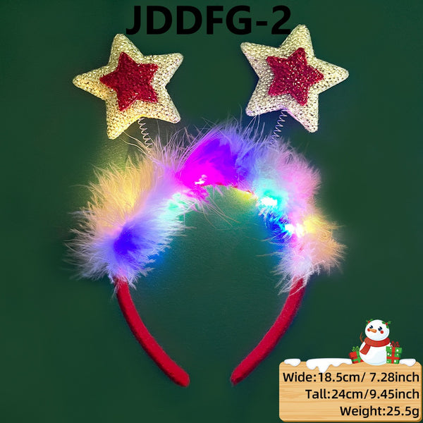 LED Christmas Headbands With Fur