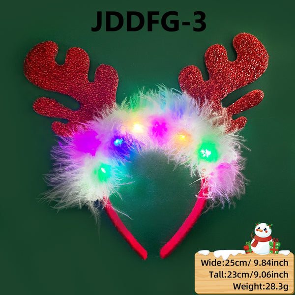 LED Christmas Headbands With Fur