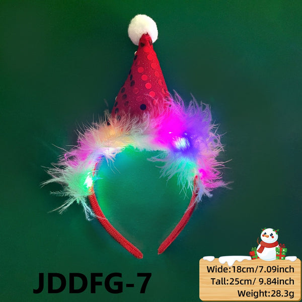 LED Christmas Headbands With Fur