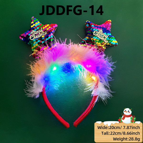 LED Christmas Headbands With Fur