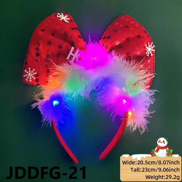 LED Christmas Headbands With Fur