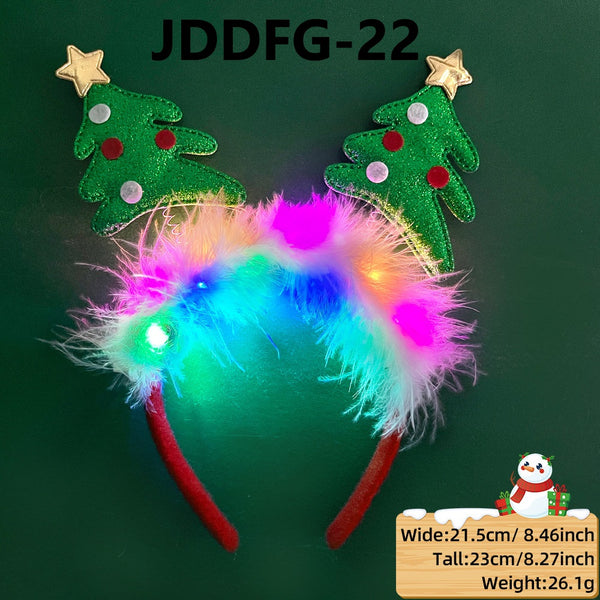 LED Christmas Headbands With Fur