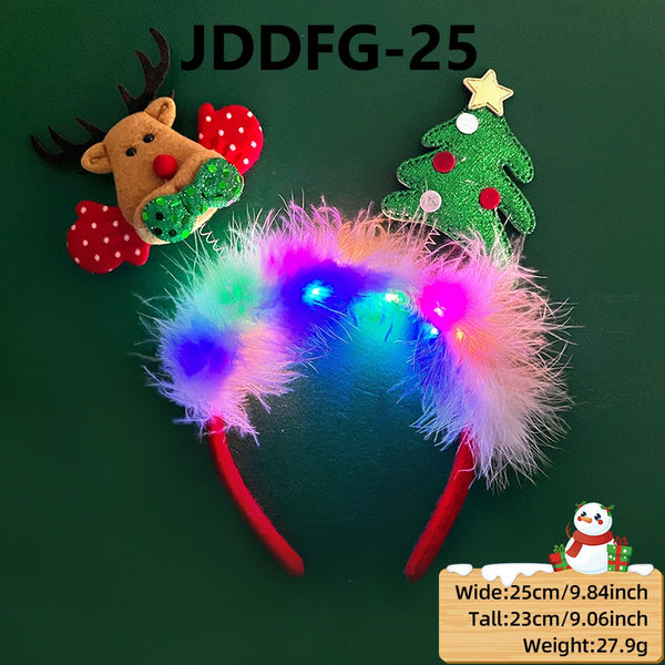 LED Christmas Headbands With Fur