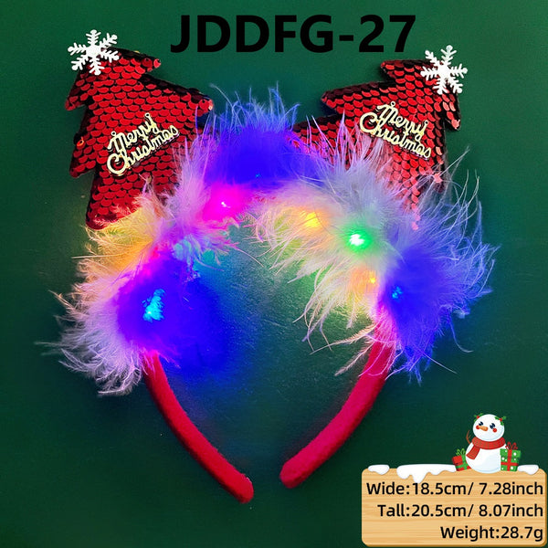 LED Christmas Headbands With Fur