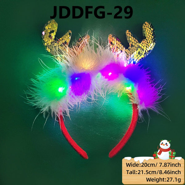 LED Christmas Headbands With Fur