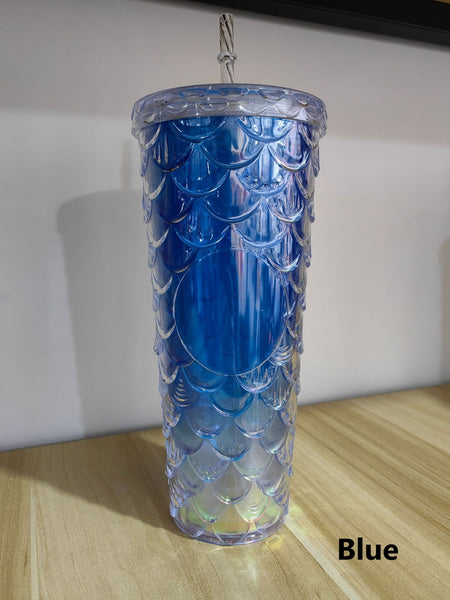 Fish Scale Double Layer 710ml Straw Cup