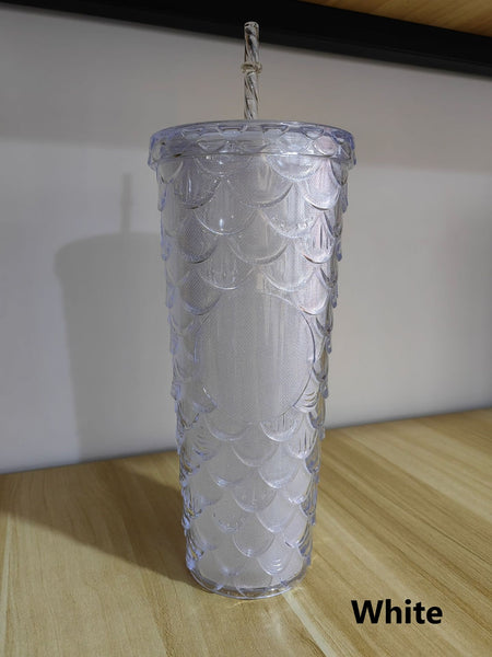 Fish Scale Double Layer 710ml Straw Cup