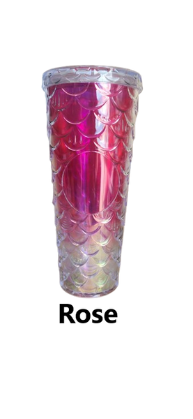 Fish Scale Double Layer 710ml Straw Cup