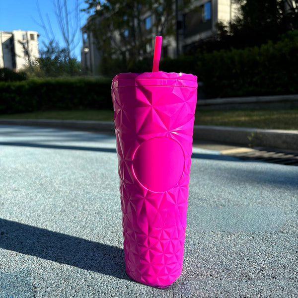 710ml Plastic Straw Diamond Patterned Cup