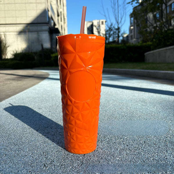 710ml Plastic Straw Diamond Patterned Cup