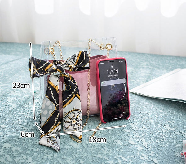 Transparent PVC Jelly Printed Ribbon Bag