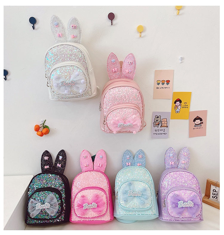 Children Sequins Backpack With Long Ears