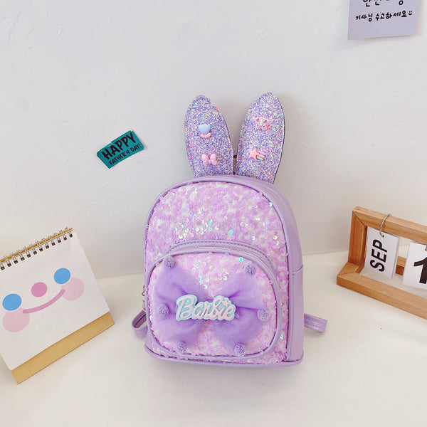 Children Sequins Backpack With Long Ears