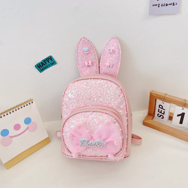 Children Sequins Backpack With Long Ears