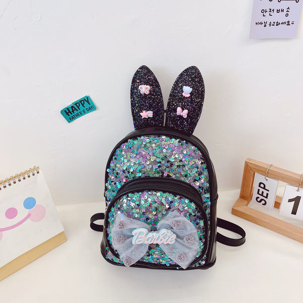 Children Sequins Backpack With Long Ears