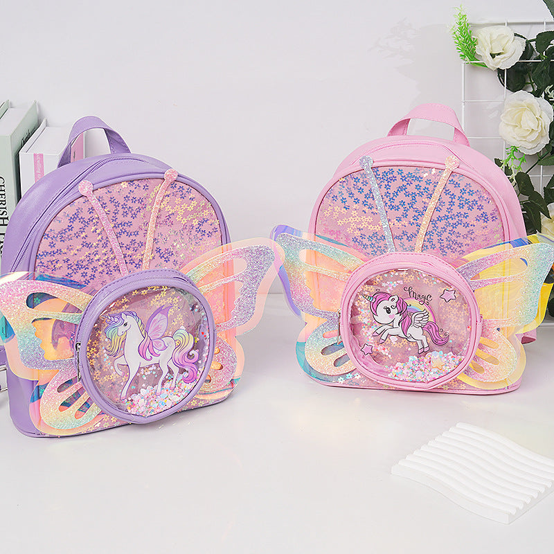 Unicorn Sequins Backpack With Butterfly Wings