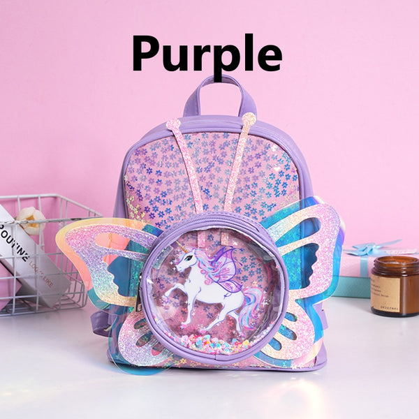 Unicorn Sequins Backpack With Butterfly Wings