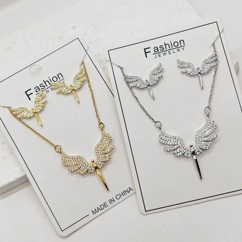 Angel Wings Earrings and Chain Set