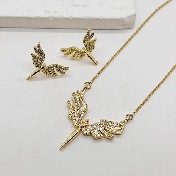 Angel Wings Earrings and Chain Set