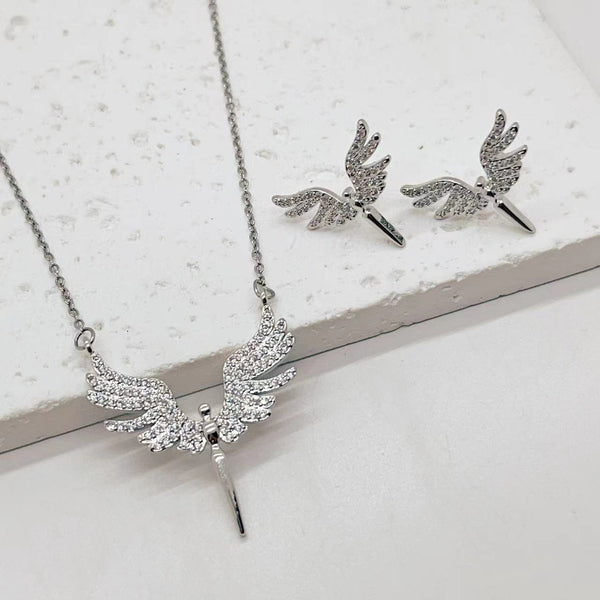 Angel Wings Earrings and Chain Set