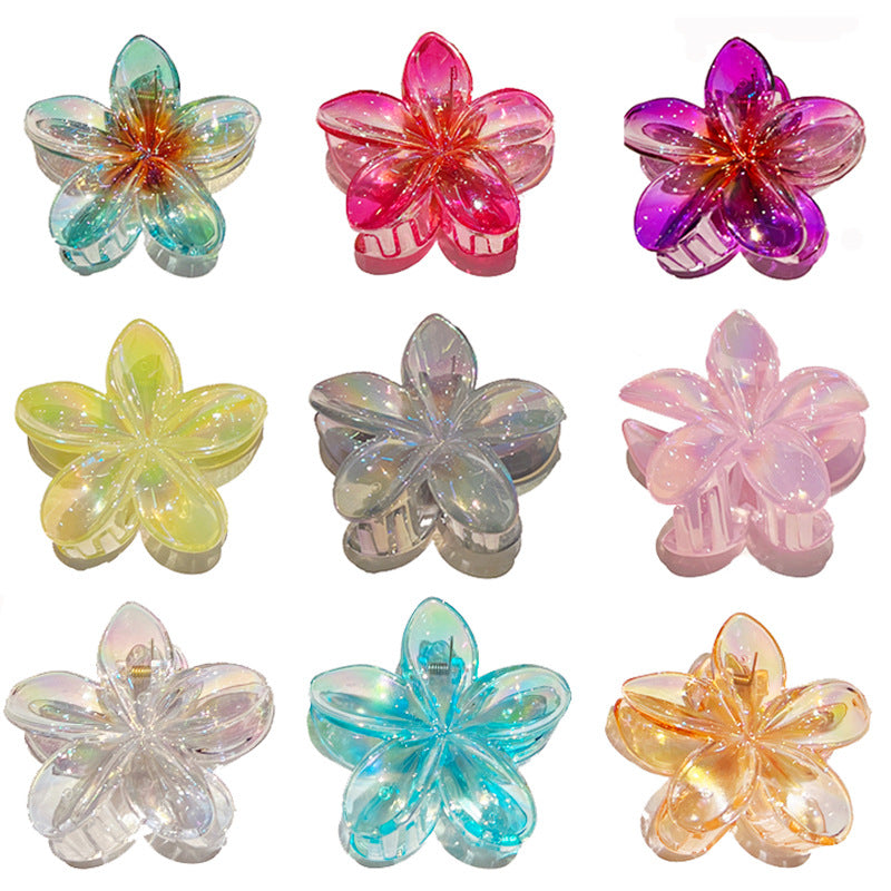 8cm Transparent Floral Hair Clamps