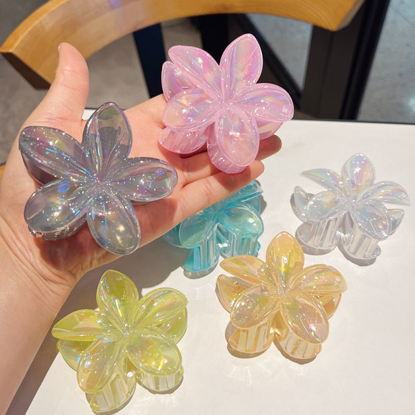 8cm Transparent Floral Hair Clamps