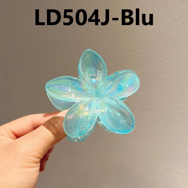 8cm Transparent Floral Hair Clamps