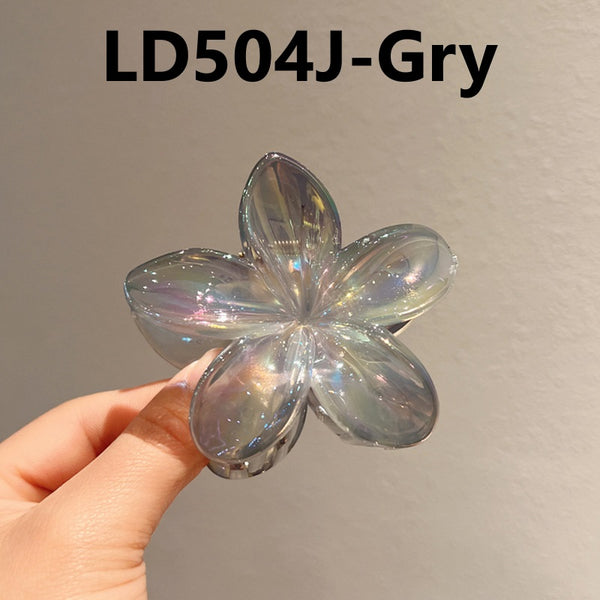 8cm Transparent Floral Hair Clamps