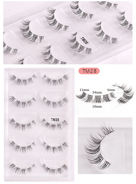 Clear Band Natural 5 Pairs Pack False Lashes